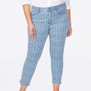 NYDJ Blue Arrowhead Ami Side Slit Lift Tuck Skinny Ankle Jeans Size 12